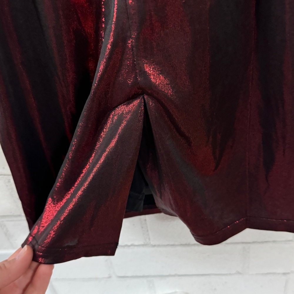 JASAMBAC Red & Black Shimmer One Shoulder Dress - Picture 6 of 8